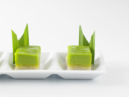 Serimuka Kuih also known as the Pandan Custard Cakeの写真素材
