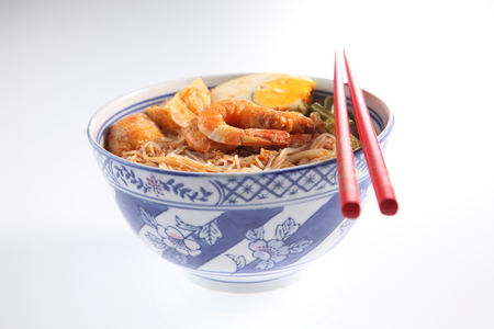 prawn curry vermicelli on the white backgroundの写真素材