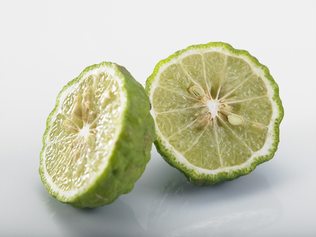 Kaffir Lime on the white backgroundの写真素材