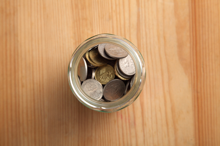 glass jar use as saving containerの写真素材