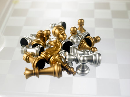chess pieces on the glass chess board