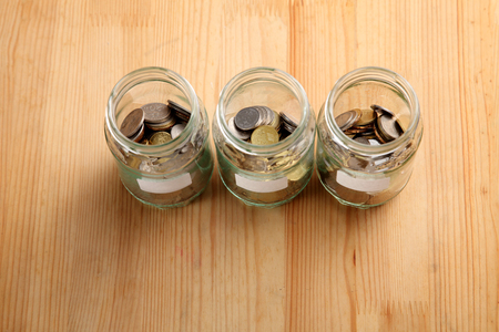 glass jar use as saving containerの写真素材