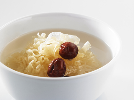 jujubes (Chinese red dates), and white wood ear fungus (also snow fungus or silver tree ear fungus). Eaten as Chinese medicine.の写真素材