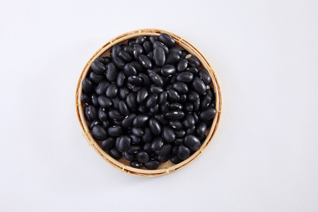 top view of the black bean in a mini trayの写真素材