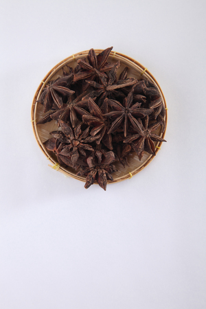anise star on white backgroundの写真素材