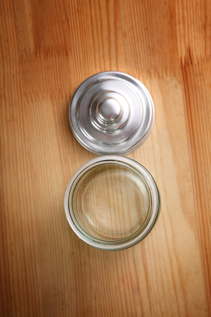 top view of glass jar openの写真素材