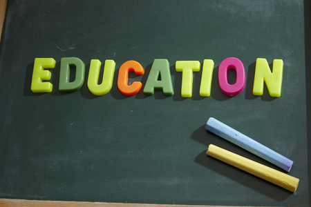 alphabet education on the blackboardの写真素材