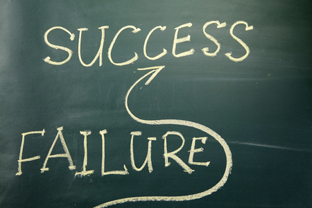 Success concept on blackboard - go straight to success and avoiding failureの写真素材