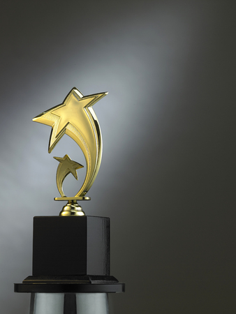 star shape trophy on the gray backgroundの写真素材
