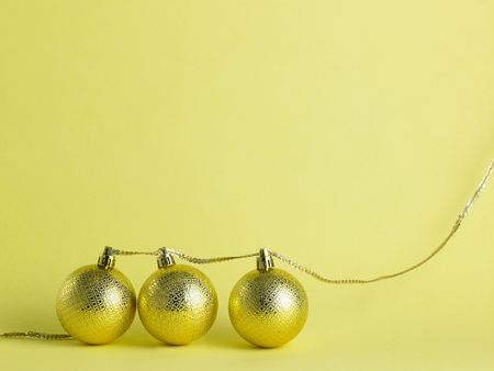 christmas ornament ,christmas ball on the yellow backgroundの写真素材