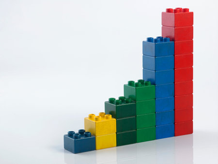 Plastic building blocks isolated on white background