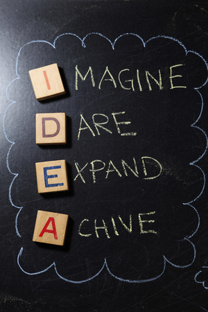 IDEA, business concept acronym on blackboardの写真素材