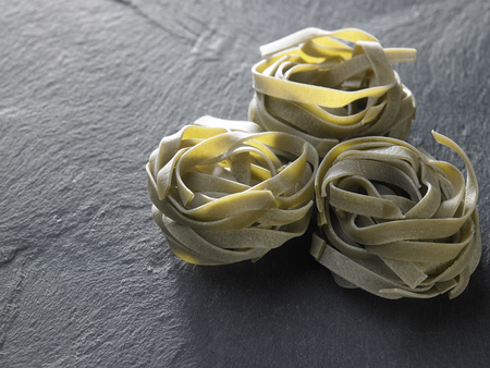close up of fettuccine pastaの写真素材