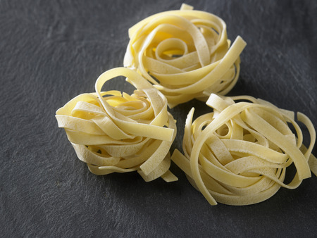 close up of fettuccine pastaの写真素材