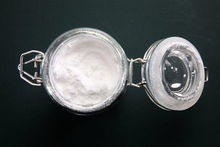 top view of baking soda on the blackboard