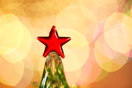miniature decoration christmas tree with bokeh background