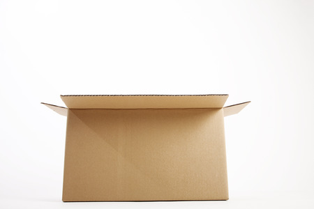 opened cardboard box isolated on a white background.の写真素材