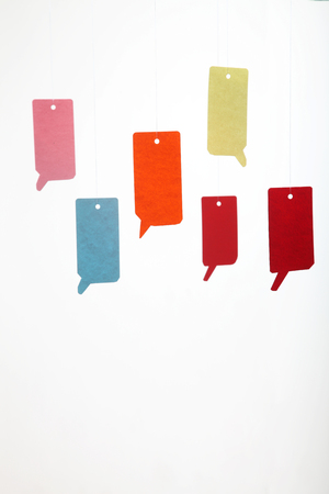 colorful speech bubbles on the white backgroundの写真素材