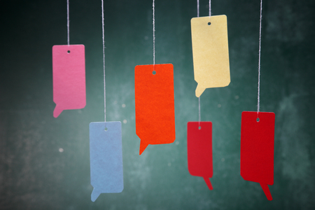 colorful speech bubbles on the blackboardの写真素材