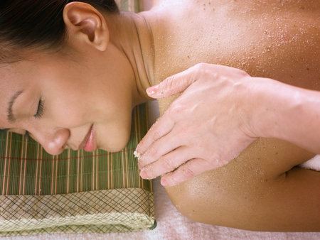 top view of woman enjoying massage