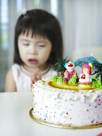 little making a birthday wishの写真素材