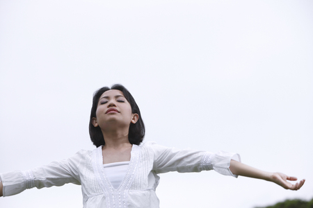 Woman exercising outdoorの写真素材