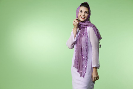 malay woman wearing baju kurungの写真素材