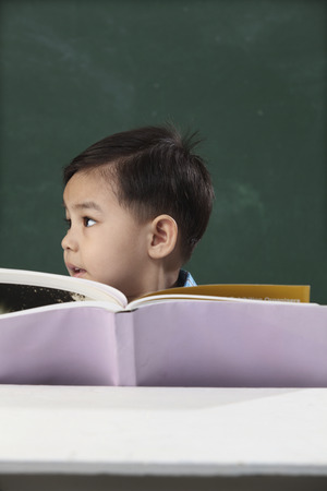 stock iamge of the schoolboy holding a textbookの写真素材