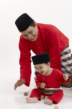 malay family ,father and sonの写真素材