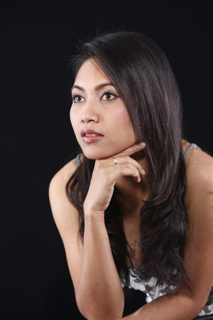 Portrait of a woman with nice hairdo.の写真素材