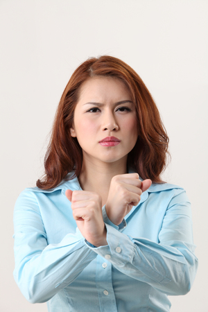 woman with hand gesture -rejectの写真素材