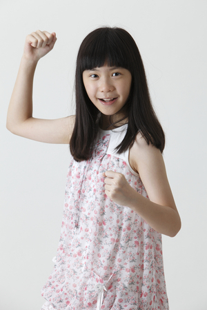 chinese girl with fighting positionの写真素材