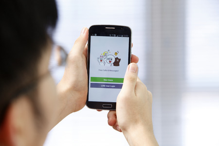 Kuala Lumpur,Malaysia 9th April 2015,Line is a Japanese application for instant messaging on smartphones and computersのeditorial素材