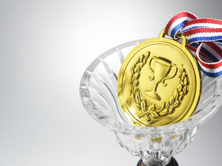 golden medal on the white backgroundの写真素材