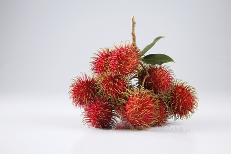 asian fruit rambutan on the plain backgroundの写真素材