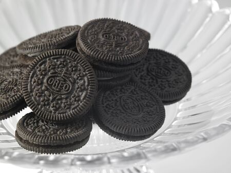 KUALA LUMPUR, MALAYSIA - June19TH 2015.Oreo isolated on white background. Oreo is a sandwich cookie consisting of two chocolate disks with a sweet cream filling in betweenのeditorial素材
