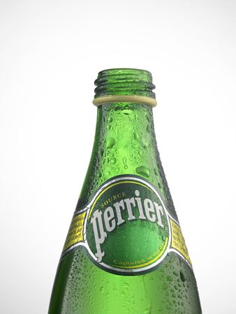 KUALA LUMPUR, MALAYSIA - June19TH 2015,Perrier Natural Mineral Water on white background.のeditorial素材