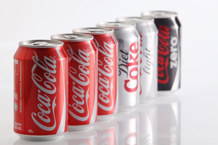 Kuala Lumpur,Malaysia.Jan 6, 2016 group of coca cola on the white background