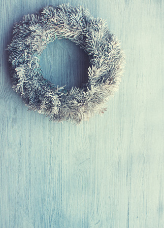 Christmas wreath white. Toned imageの写真素材