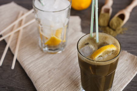 lemonade with tea matchの写真素材