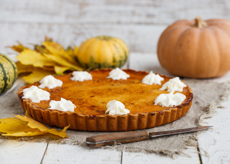 American pumpkin pie.selective focusの写真素材