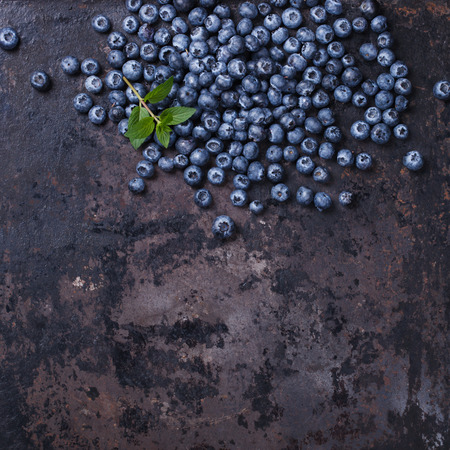 Blueberries on a dark background.Copy space for your text. Healthy food.selective focusの写真素材