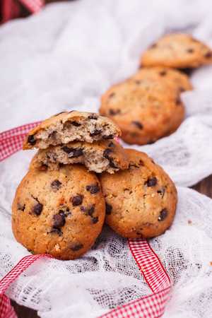 Cookies for Christmas with chocolate and milk.の写真素材