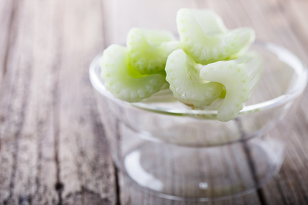 Celery,in the glass pieces.selective focus.の写真素材