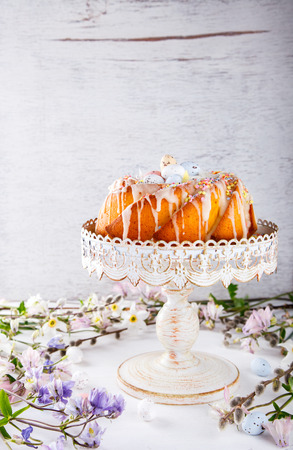 Cupcake Decoration colored glaze.Baking Easter Holiday.selective focus.の写真素材