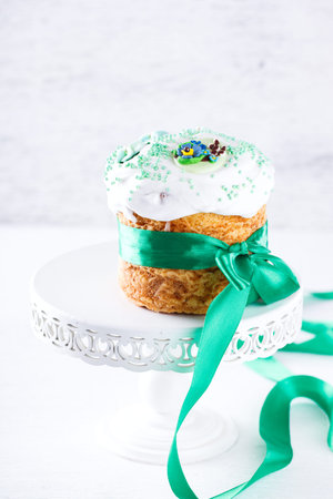 Traditional easter cake.Holiday.Copy space for Text. selective focus.