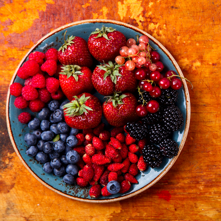 Various Fresh Summer Berries. Food or Healthy diet concept.の写真素材
