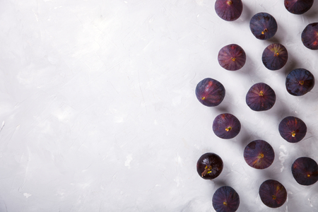Fig on light background. Autumn Berry. Food. Vegetarian.Top View.Copy space for Text. selective focus.の写真素材
