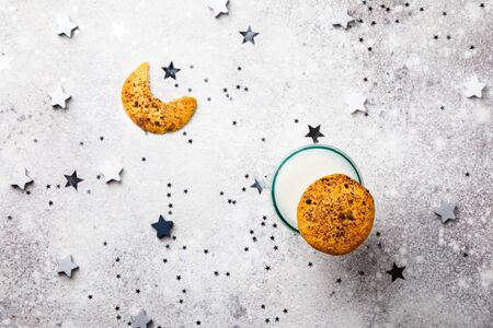Christmas Cookies and a glass of milk.の写真素材