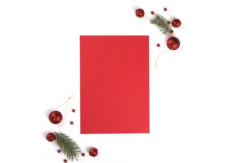 Christmas and New Year composition on whiteの写真素材